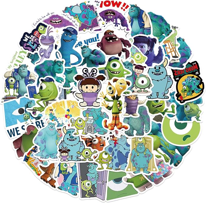 50pcs Monsters Inc Stickers, Cartoon Comedy Vinyl Sticker Decals, Stickers for Laptop, Water Bottle, Stickers for Kids, Toddlers, Teens