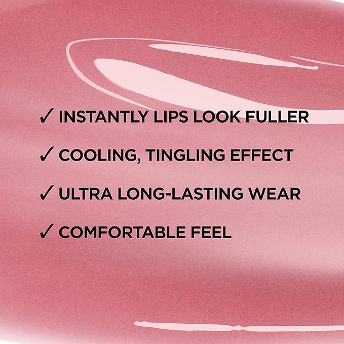 L'Oreal Paris Infallible Pro Gloss Plump Lip Gloss with Hyaluronic Acid, Long Lasting Plumping Shine, Lips Look Instantly Fuller and More Plump, Moonlit Rose, 0.21 fl. oz.