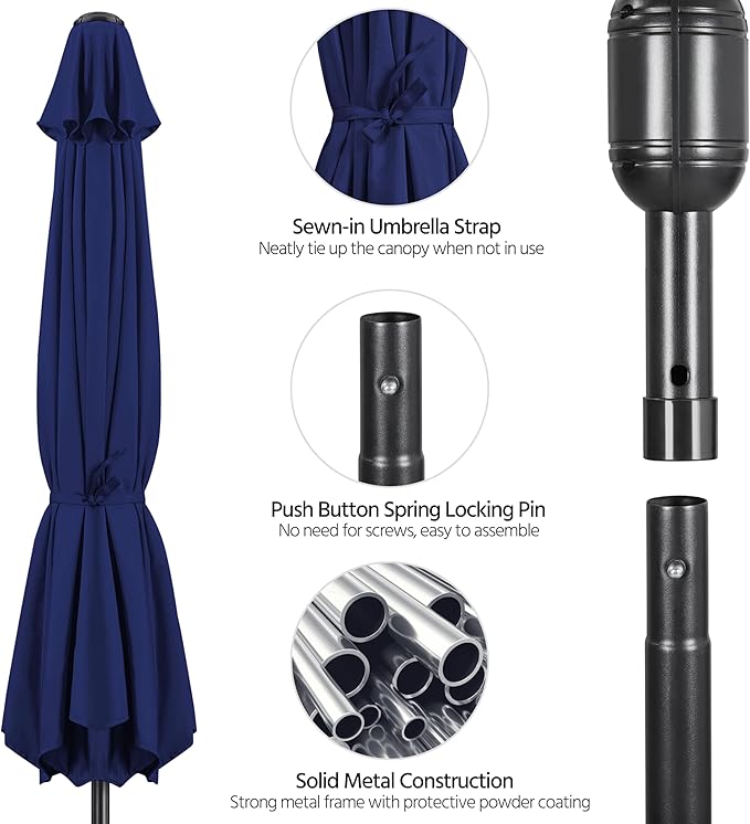Yaheetech Patio Umbrella, 10FT Outdoor Table Market Umbrella with Push Button Tilt and Crank, Yard Umbrella with 8 Sturdy Ribs for Garden, Deck, Backyard, Pool