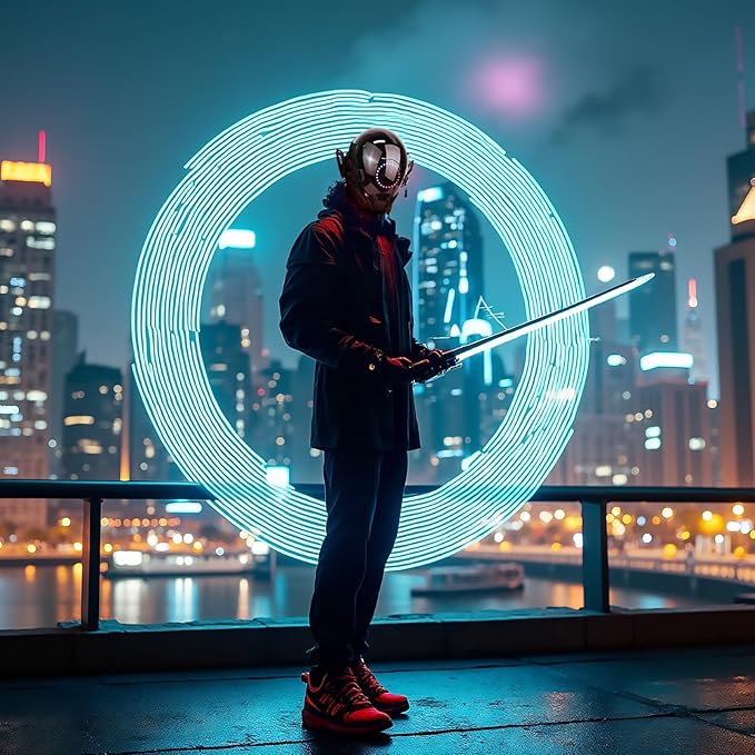 Punk LED Mask with Multicolor Lights, Techwear Helmet for Halloween, Cosplay and Music Festivals