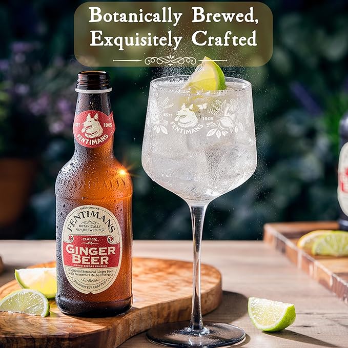 Fentimans Sparkling Ginger Beer - Ginger Ale, Ginger Beer Non Alcoholic, Craft Soda with Herbal Extracts & Natural Ingredients, Botanically Brewed - 9.3 Fl Oz (Pack of 12)