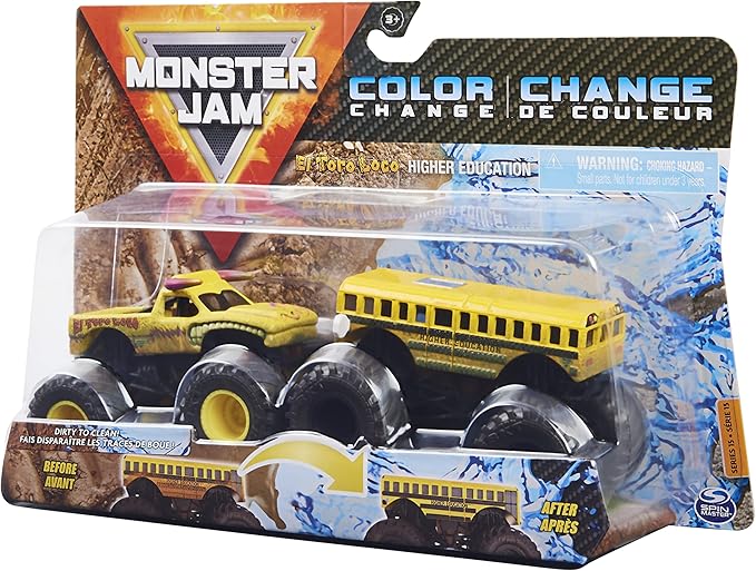 Monster Jam, Official El Toro Loco vs. Higher Education Color-Changing Die-Cast Monster Trucks, 1:64 Scale