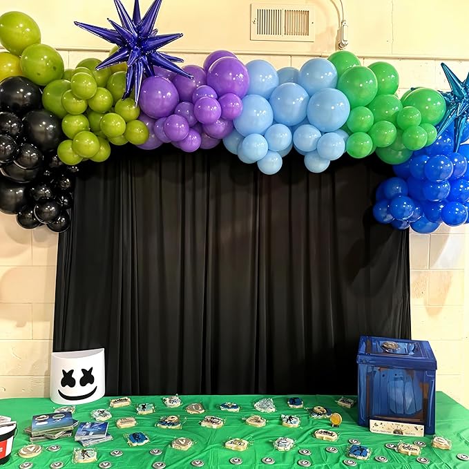Black and Green Balloons, 60PCS Teal Blue Green Purple Video Game Balloons, Black Purple Blue Balloon for Man Video Game Baby Shower Birthday Monsters Theme Boys Game Night Party Decorations Supplies