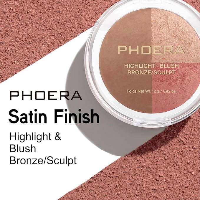 PHOERA Contour Palette,Shades with Highlighter & Bronzer & Makeup (#001)