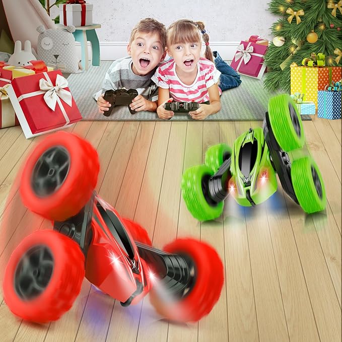 Remote Control Car, RC Cars Toys 2.4GHz 4WD Fast RC Car Kids Toys, Double Sided 360° Rotating Monster Truck Toys for Girls RC Truck Toy Cars for Boys