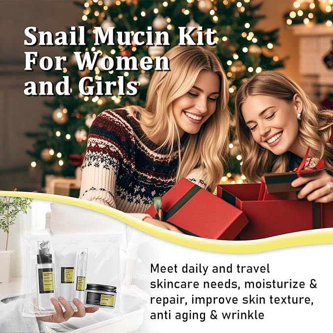 Snail Mucin Skin Care Set For Women, 4 PCS Advanced Snail Mucin Routine Kit For Girls, Skin Care Gift Set With Face Cleanser, Serum, Face Cream, Eye Cream, Moisturizing, Repairing, Anti Aging.