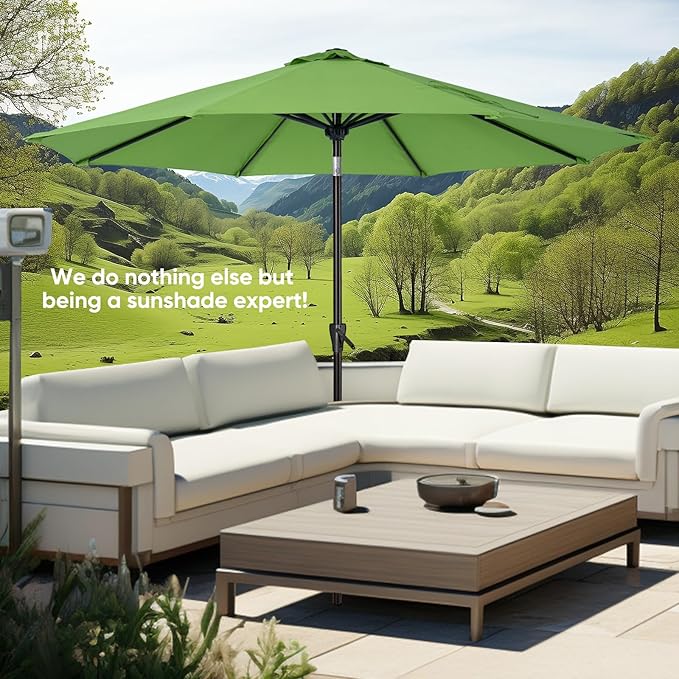 Tempera Patio Market Outdoor Table Umbrella with Push Button Tilt and Crank,Large Sun Umbrella with Sturdy Pole&Fade resistant canopy,Easy to set