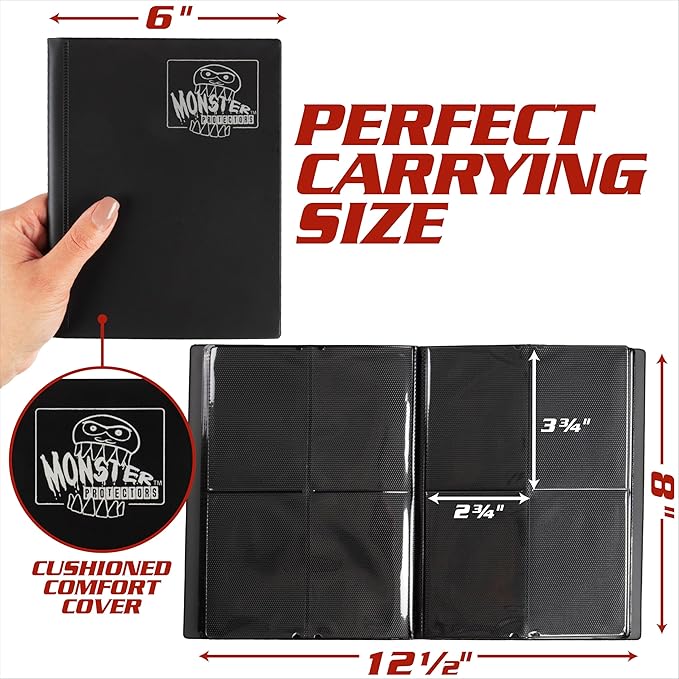 Monster 4 Pocket Trading Card Binder - Matte Sunflower Orange Album, Anti-Theft TCG Protection w Side Loading Padded Pockets, Double Sided, Holds 160 Cards, For Sports, Gaming, Kpop, Gift