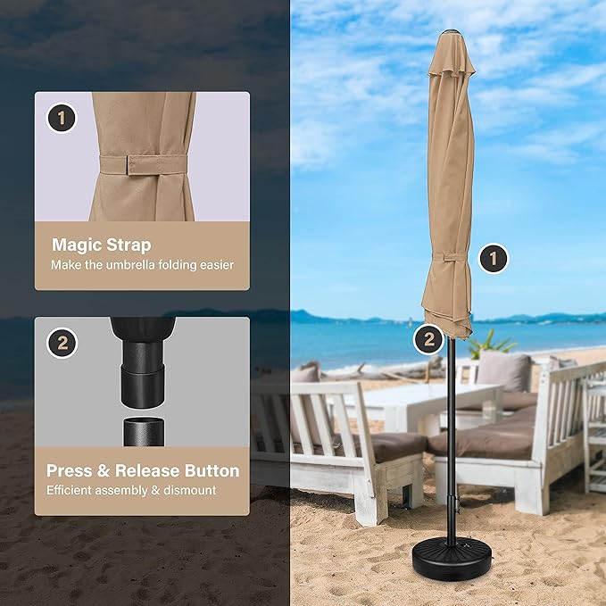 Simple Deluxe 9' Patio Umbrella Outdoor Table Market Yard Umbrella with Push Button Tilt/Crank