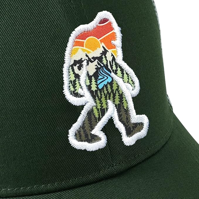 Mesh Bigfoot Hat Leather Cap for Men- Great Snapback Closure Sasquatch Hat for Hunting & Hiking
