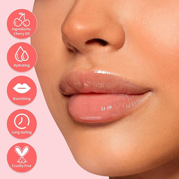Hydrating Lip Glow Oil Long-Lasting Nourishing Lip Gloss Moisturizing Non-Sticky Plumping Lip Stain Tinted Cherry Oil Lip Care (Golden)