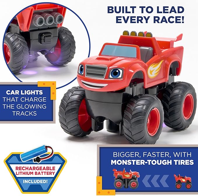 Blaze and The Monster Machine Race Track Set - 117-Piece STEM Playset with Flexible Glow Tracks - Official Nickelodeon Toys for Kids Ages 3 to 8 - Birthday Gifts for Boys & Girls by JitteryGit