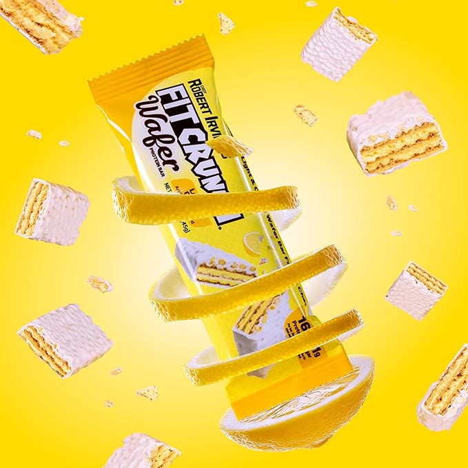 FITCRUNCH Wafer Protein Bars, Designed by Robert Irvine, 16g of Protein & 1g of Sugar (9 Bars, Lemon Cream)