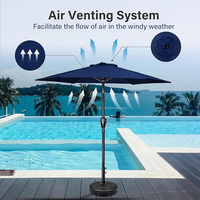 Simple Deluxe 9' Patio Umbrella Outdoor Table Market Yard Umbrella with Push Button Tilt/Crank