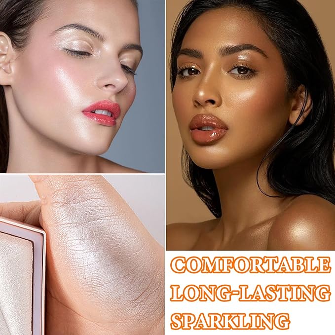 Glitter Blush Shimmer Highlighter Blusher Powder Makeup Face Pearl White)