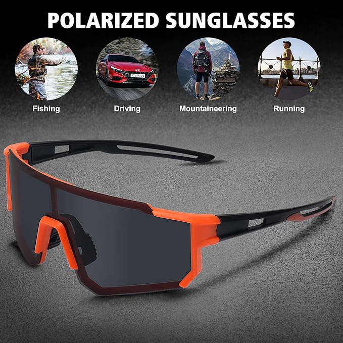STORYCOAST Polarized Sports Sunglasses for Men Women,Driving Fishing Cycling Mountain Bike Sunglasses UV400 Protection