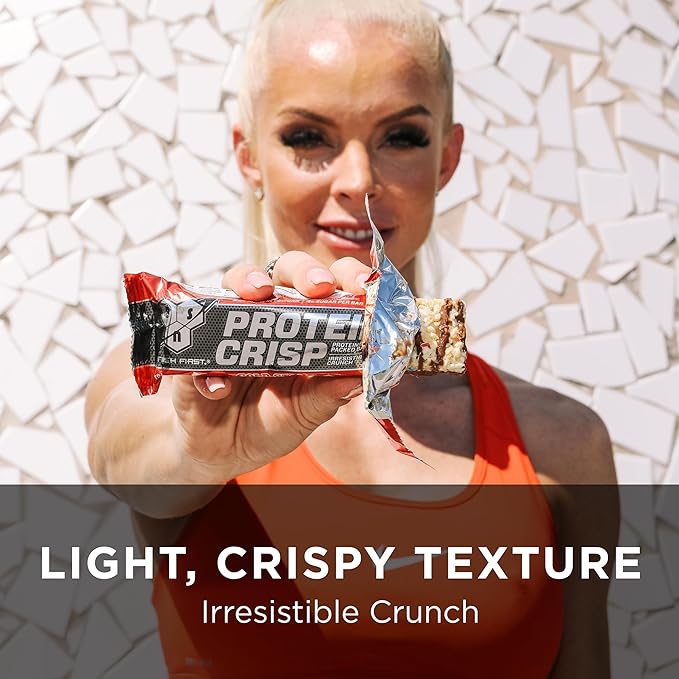 BSN Protein Crisp Bar, Protein Snack Bars, Crunch Bars with Whey Protein and Fiber, Gluten Free, Peanut Butter Crunch, 12 Count (Packaging May Vary)