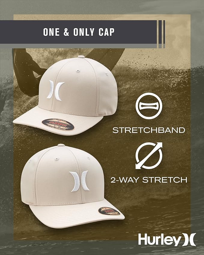 Hurley Mens Baseball Cap - Flexfit Fitted Baseball Caps for Men (Sizes: S-XL)