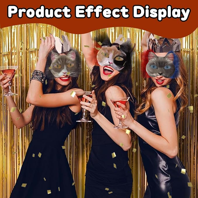 Cat Mask with Eye Mesh Fur Beard and Felt Fabric Sheet,98 PCS DIY Animal Mask Kit Cat Masks to Paint Blank Animal Dress Up Masks,DIY Face Mask Costume for Masquerade,Halloween Party,Cosplay