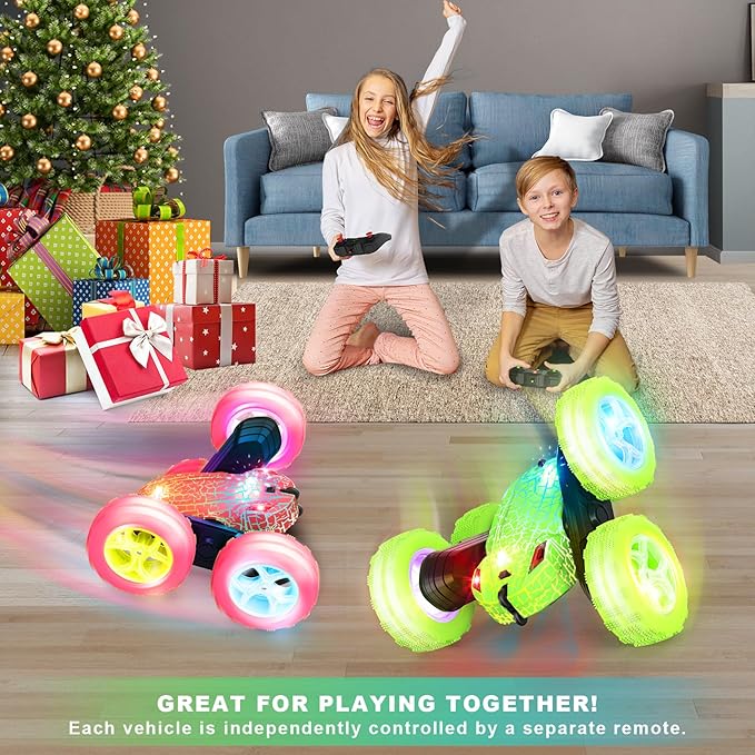 Remote Control Car, RC Cars Toys, 2.4GHz 4WD Fast RC Car Kids Toys Double Sided 360° Rotating Monster Truck Toys for Girls RC Truck Toy Cars for Boys