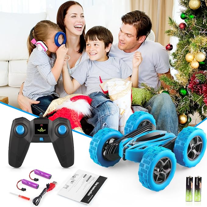 Remote Control Car, RC Cars Toys for Ages 5-7, 2.4GHz 4WD Fast RC Car Kids Toys for Ages 8-13, Double Sided 360° Rotating Monster Truck Toys for Girls RC Truck Toy Cars for Boys