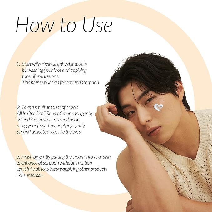 MIZON All in One Snail Repair Cream Snail Mucin with 12 Natural Extracts Korean Recovery Cream for Fine Line & Blemish Care (2.53 Fl Oz Pack of 1)