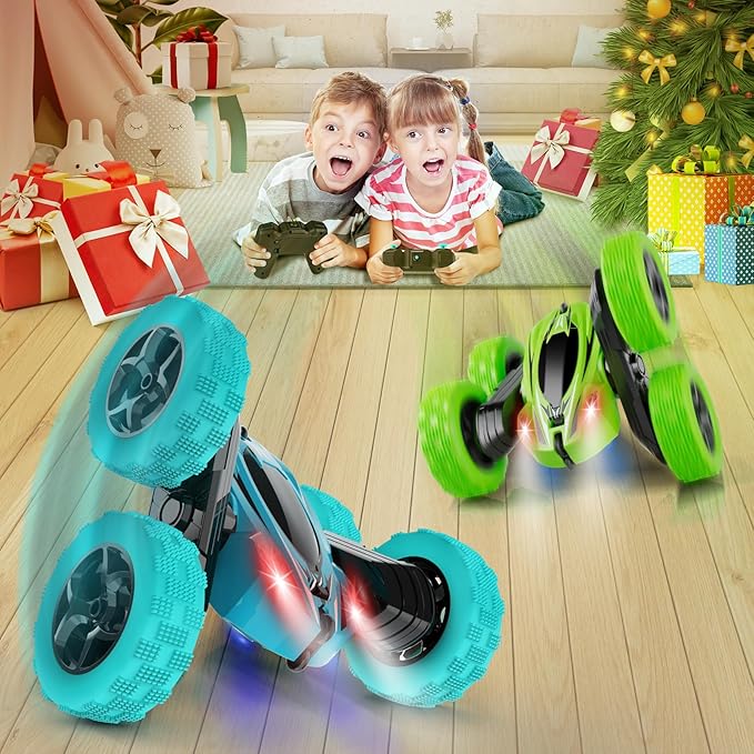 Remote Control Car, RC Cars Toys, 2.4GHz 4WD Fast RC Car Kids Toys Double Sided 360° Rotating Monster Truck Toys for Girls RC Truck Toy Cars for Boys