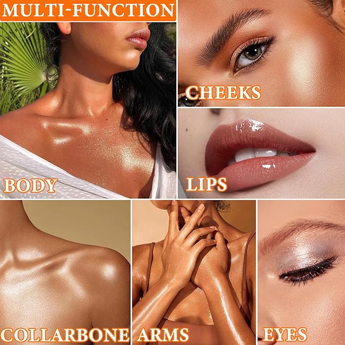 Glitter Blush Shimmer Highlighter Blusher Powder Makeup Face Pearl White)