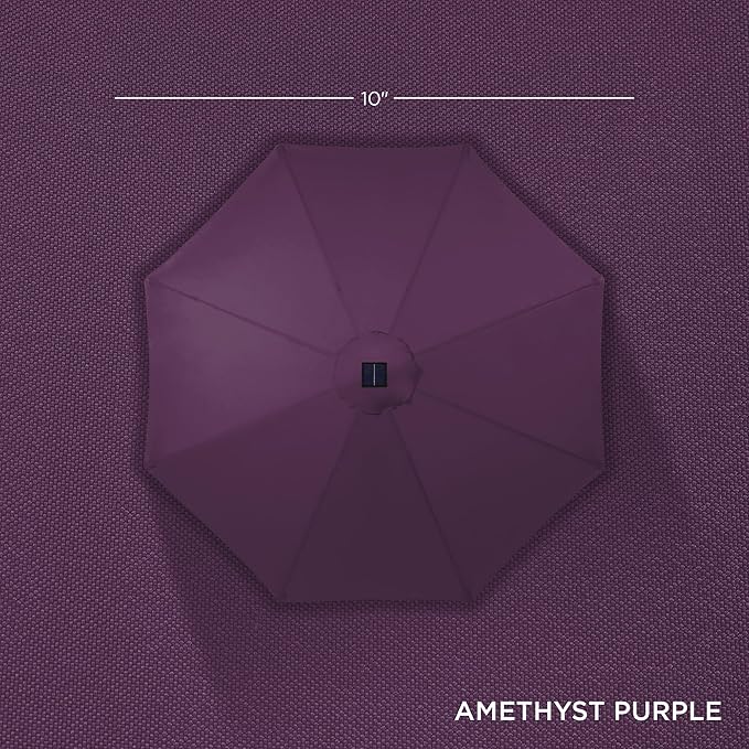 Best Choice Products 10ft Solar Polyester LED Lighted Patio Umbrella w/Tilt Adjustment and UV-Resistant Fabric - Amethyst Purple