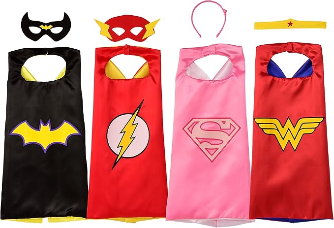 Rubies Super Hero Cape Set Officially licensed DC Comics Assortment 4 Capes, 2 Masks, and 2 Headbands, One Size (Amazon Exclusive)