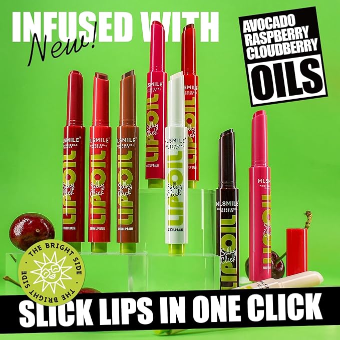 3 Colors Fat Lip Oil, Click Slick Moisturizing and Long-lasting Lip Balm, Non-stick and High Pigment Lip Glow Oil, Lightweight Lip Plumper with Coconut Oil Makeup (Set A)