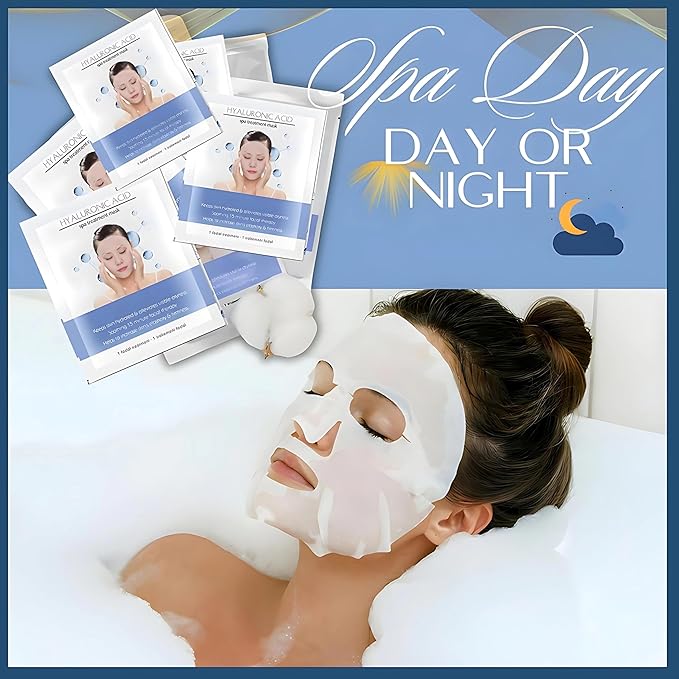 Face Masks Skincare | Instant Brightening Hydrating Hyaluronic Acid Face Sheet Mask | Anti-Aging Skincare | PH Balanced for Sensitive Skin | Not Tested on Animals | Korean Skincare