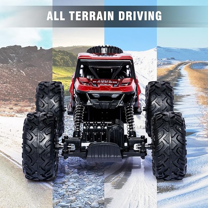 Red RC Trucks Remote Control Car 1:14 Off Road Monster Truck,Metal Shell Crawler,2.4Ghz 20km/h High Speed All Terrain Hobby Truck
