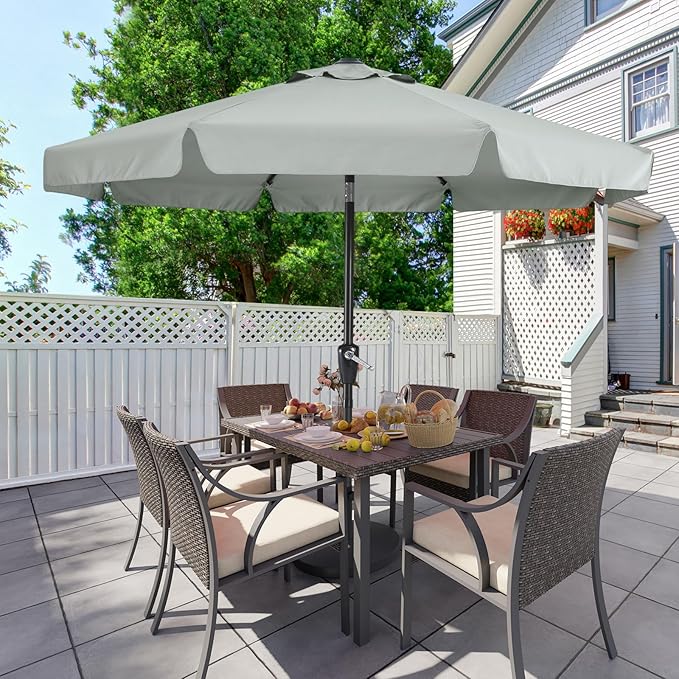 MASTERCANOPY Valance Patio Umbrella for Outdoor Table Market -8 Ribs (10ft, Light Gray)