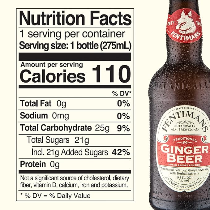 Fentimans Sparkling Ginger Beer - Ginger Ale, Ginger Beer Non Alcoholic, Craft Soda with Herbal Extracts & Natural Ingredients, Botanically Brewed - 9.3 Fl Oz (Pack of 4)