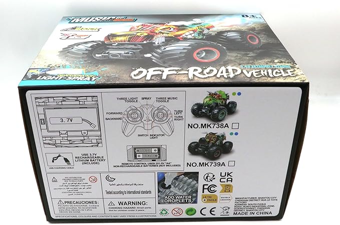 Remote Control Monster Truck, 2.4GHz All Terrain Remote Control Monster Cars, 1:16 Monster Truck RC Trucks, Remote Monster Car with Spray Music and Light for Boys 4-7 8-12 Kids