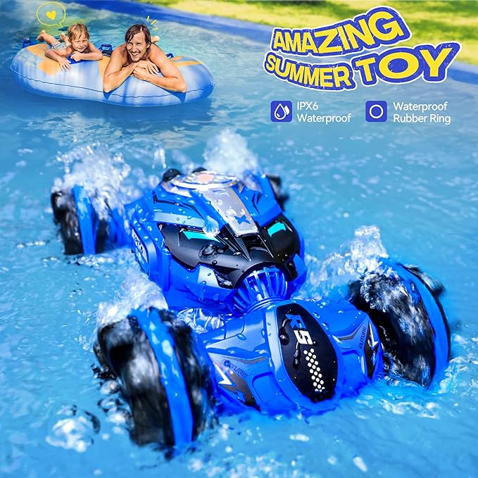 Ruko Q150 Amphibious Remote Control Car, 4WD Off-Road RC Stunt Car, IPX6 Waterproof Transform Vehicle Toys with 360ยฐ Rotating for All Terrain, Ideal Gifts for Kids