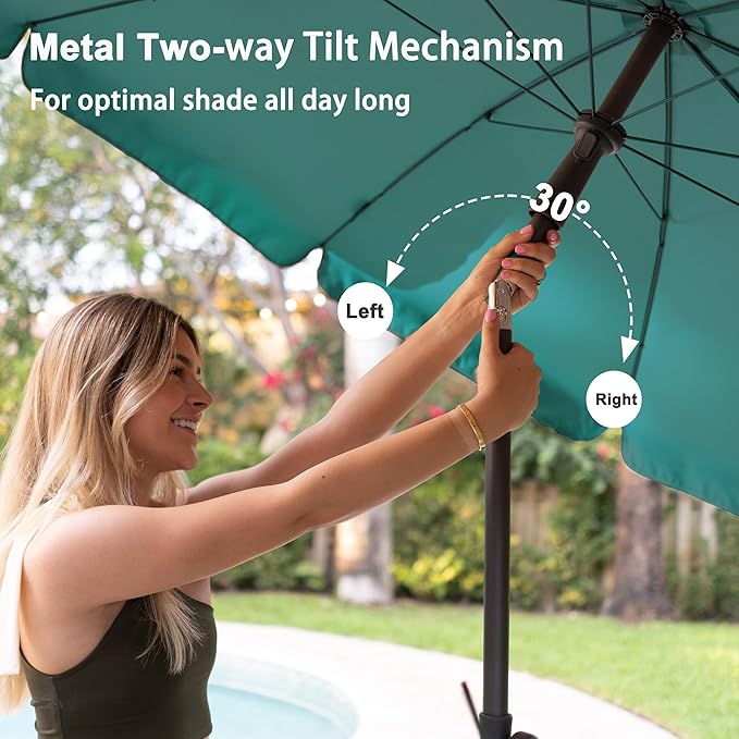 AMMSUN Patio Umbrella, 6.5 ft Outdoor Table Umbrella with Tilt Steel Pole, UPF50+ Protection, Great for Outdoor Garden Backyard, Turquoise