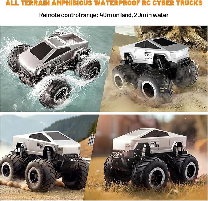 Amphibious Off-Road Monster Truck Toy, 1:16 Scale 4WD High-Speed RC Car, 2.4GHz All-Terrain Remote Control Vehicle for Boys & Girls Ages 6+ Ideal Gift for Kids, Adults