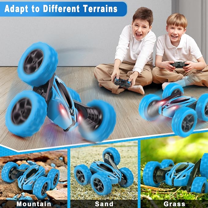 Remote Control Car, RC Cars Toys for Ages 5-7, 2.4GHz 4WD Fast RC Car Kids Toys for Ages 8-13, Double Sided 360° Rotating Monster Truck Toys for Girls RC Truck Toy Cars for Boys