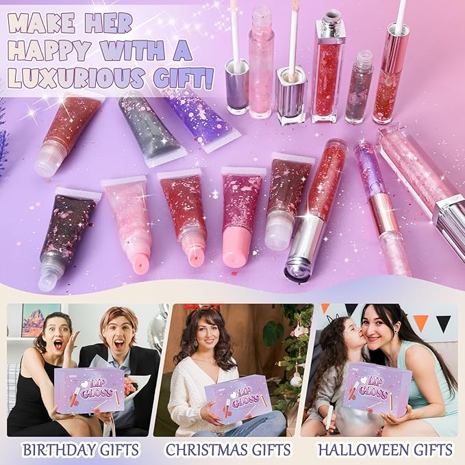 Lip Gloss Making Kit, 58PCS DIY Lip Gloss Kit, Lipgloss Making Kit for Women, Beginner, Girls, Moisturizing Lipgloss Base Moist, Double-Ended Tubes, Jojoba Oil, Tween Girls Gift Trendy Stuff