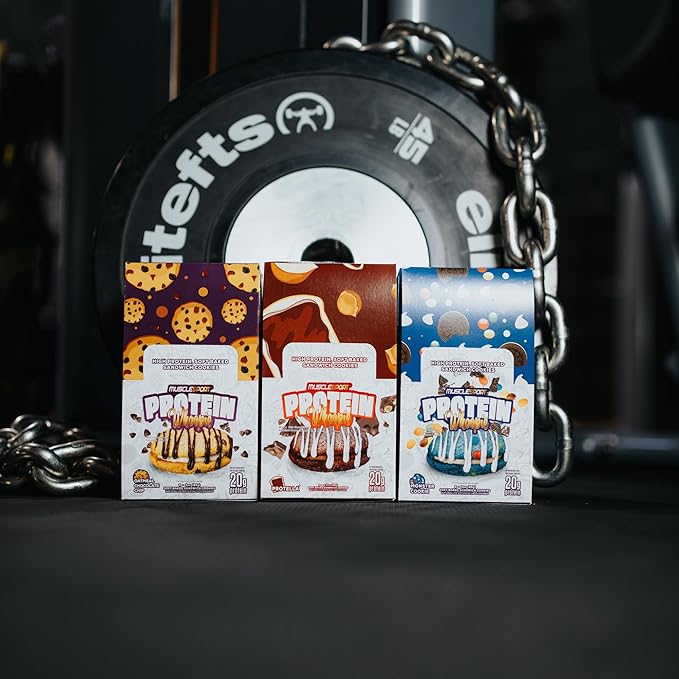 Musclesport Protein Whoopies - High Protein Whoopie Pie Style Cookies with Protein from Whey and Collagen, Good Source of Fiber (6 Pack Box, Monster Cookie)
