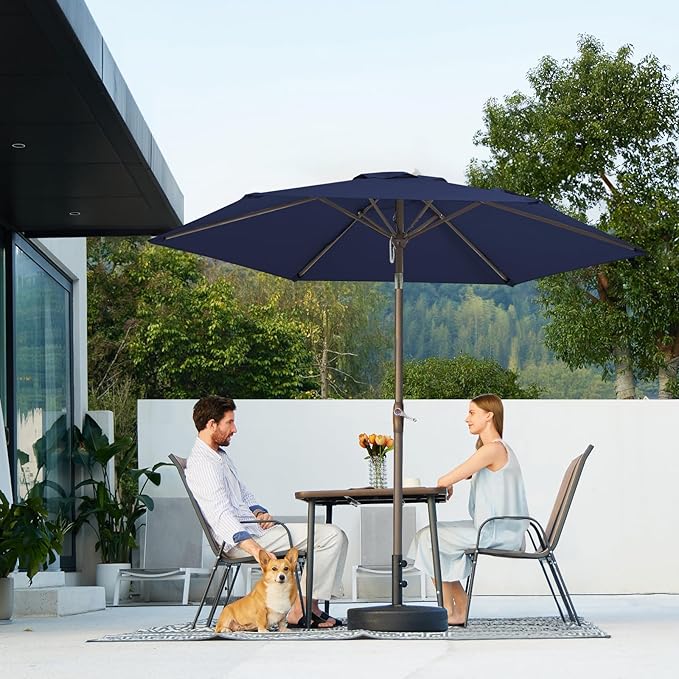 JEAREY 7.5FT Patio Umbrellas Outdoor Umbrella Table Market Umbrella with 6 Ribs,Tilt Button for Pool Deck Backyard Garden,Navy