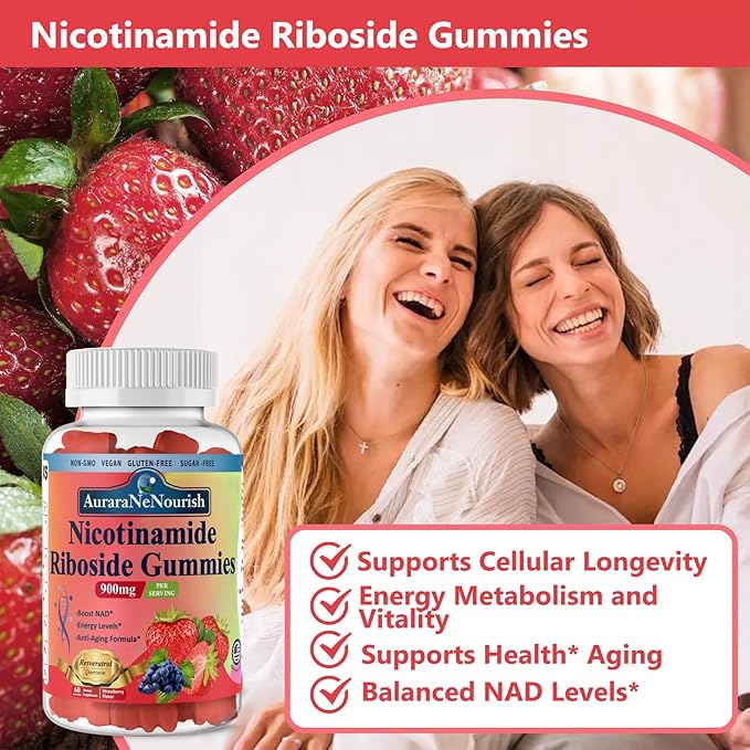 NAD Supplement Gummies Sugar-Free, NAD Nicotinamide Riboside Resveratrol 900mg w. Quercetin, Collagen Biotin & Vitamin, High Potency NAD Resveratrol Supplements for Anti Aging, Energy, Focus