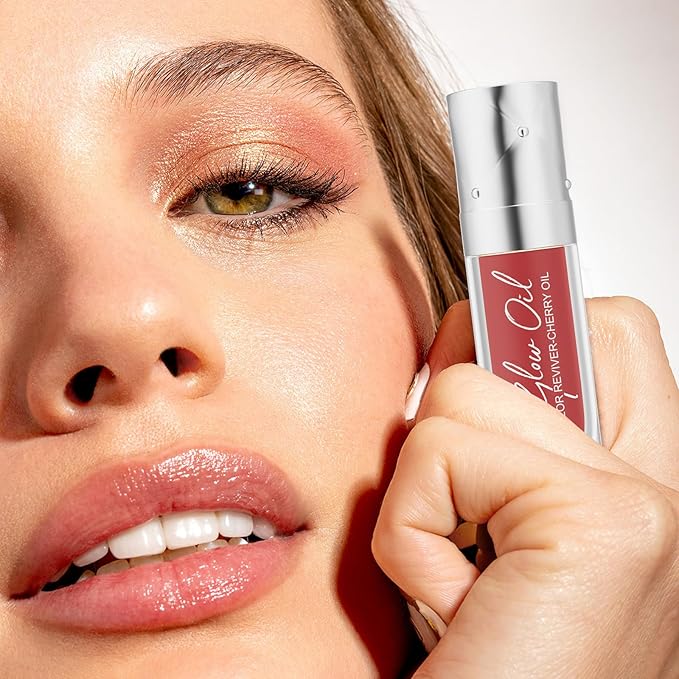 Hydrating Lip Glow Oil Long-Lasting Nourishing Lip Gloss Moisturizing Non-Sticky Plumping Lip Stain Tinted Cherry Oil Lip Care (Golden)