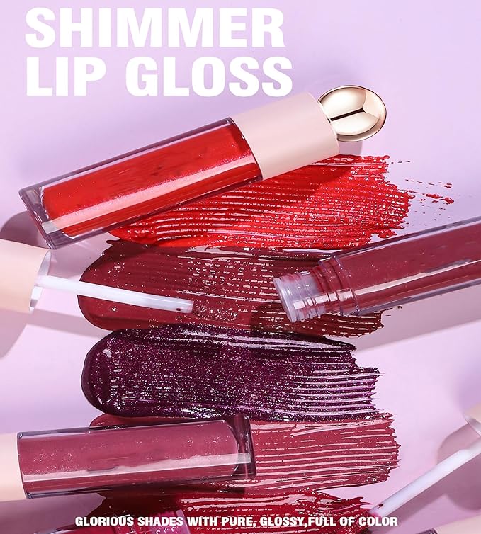Shimmer Lip Gloss,Shine Liquid Lipstick Glossy Shimmer Finish, Glitter Sparkly Smooth Primer Lip Tint,Moisturizing Matte Lip Glaze Fine Glitter Waterproof Non-Stick Cup for Girls Women(#06)