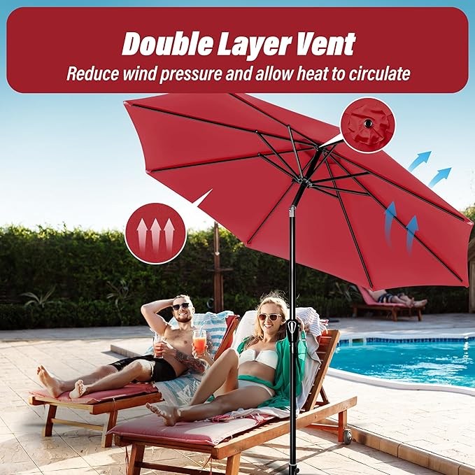 Simple Deluxe 9' Patio Umbrella Outdoor Table Market Yard Umbrella with Push Button Tilt/Crank