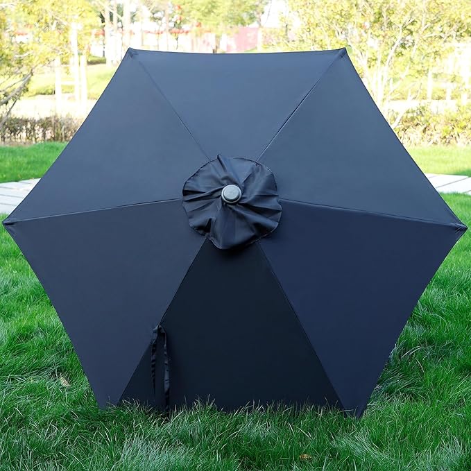 Blissun 7.5 ft Patio Umbrella, Yard Umbrella, Outdoor Market Umbrella with Push Button Tilt Crank (Black)