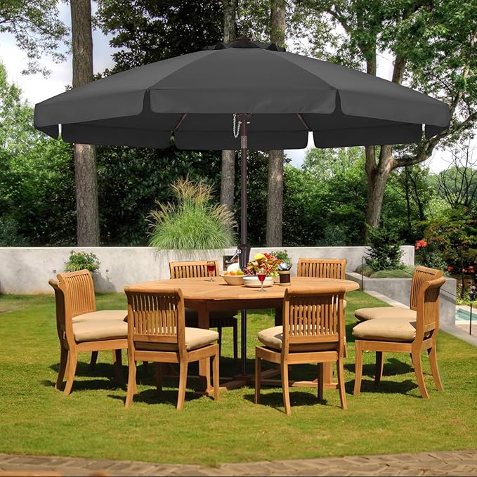 ABCCANOPY Patio Umbrella 9ft, Outdoor Table Umbrella with Push Button Tilt and Crank, 8 Ribs Umbrella for Patio Pool Garden Deck (Dark Gray)
