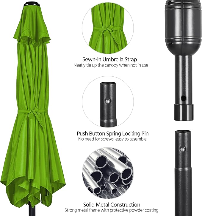 Yaheetech Patio Umbrella, 9FT Outdoor Table Market Umbrella, 8 Sturdy Ribs Yard Sun Shade w/Push Button Tilt and Crank for Garden/Deck/Pool/Beach